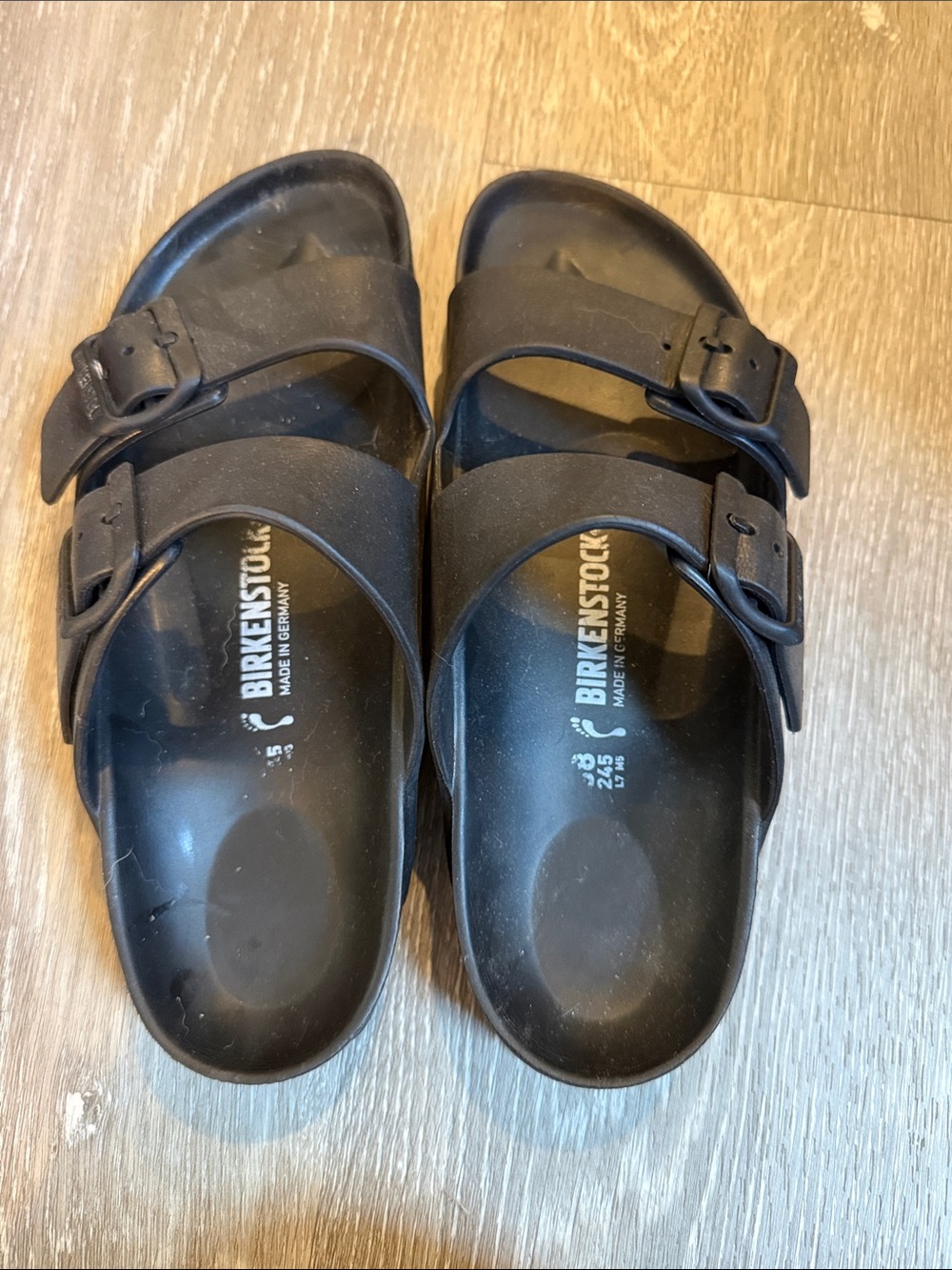 Birkenstock Black women’s Two-Strap Arizona Sandals
